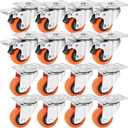 W B D WEIBIDA 2" Plate Caster Wheels Set of 16, Heavy Duty Casters with Brake, Safety Dual Locking, Industrial Swivel Top Plate Casters Wheels for Furniture, Carts (Screws and Screwdriver)