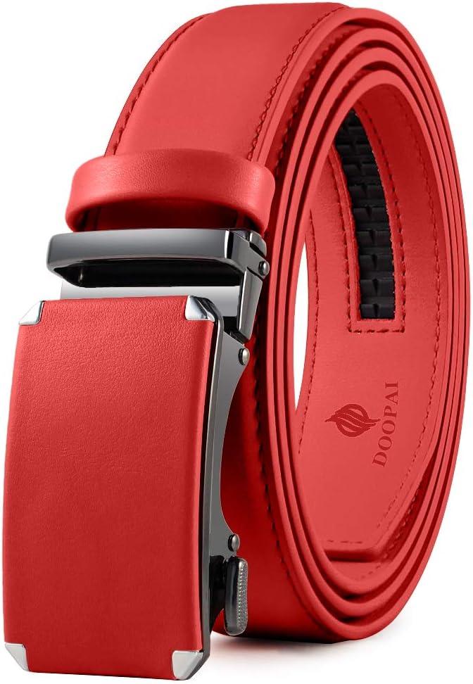 DOOPAI Belt Men, Ratchet Belt Dress Adjustable 1 3/8" Genuine Leather Designer Belt, Size Length Can be Cut, with Gift Box