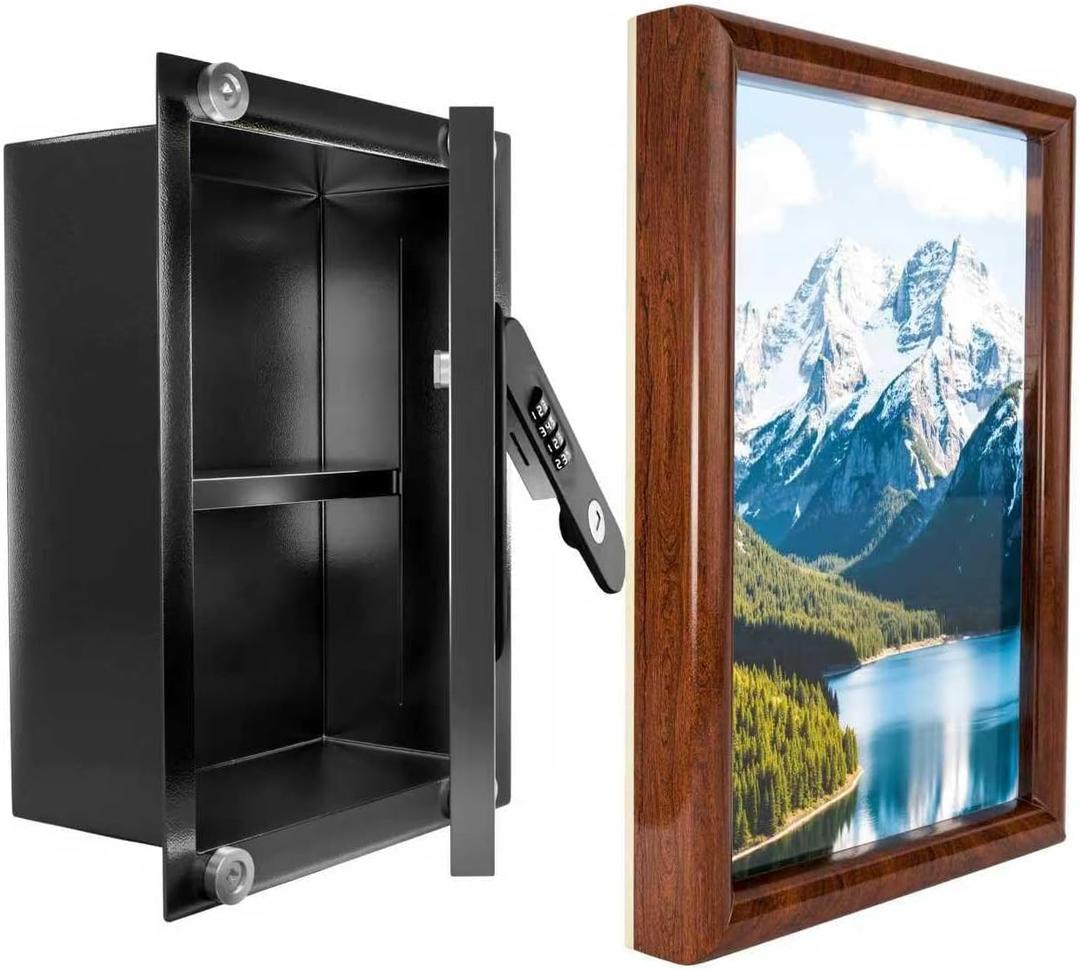 Hidden Wall Safe with Decorative Picture Frame - Invisible Security Storage for Jewelry, Cash, Passports | Easy to Mount, 16x20 Standard Size, Lockable Design to Protect Valuables at Home/Office