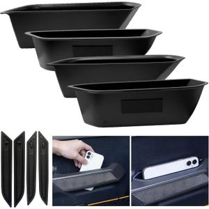 4PCS Door Storage Box Organizer for Ford Bronco 2021 2022 2023 2024 2025 2026, ABS Plastic Handle Pocket with Anti-Slip Mat - Black (Not for Sport/2 Door)