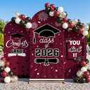 WovWeave Graduation Arch Backdrop Stand Cover Set of 3-4ft 5ft 6ft Grad Arch Cover Photo Booth Backdrop Decorations for Graduation Party Decor Supplies(Maroon,Class of 2026)