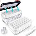 Ice Trays for Freezer with Lid & Bin, Ice Cube Tray Making 64 pcs Ice Cubes, Easy Press to Release Ice, Ice Tray with Storage Bin Chilling Cocktail Whiskey Coffee 2 Trays 1 Ice Bucket & Scoop (Black)