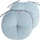 Outdoor Bistro Chair Cushion Set of 2, Waterproof Tufted Round Seat Cushion with Ties, 15"x15"x4" Patio Furniture Chair Pads for Home Garden Balcony Office-Frost Blue