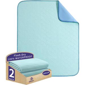 Bed Pads Washable Waterproof, Washable Underpads, Super Absorbency Reusable Bedwetting Incontinence Pads for Kids, Adults, Elderly, and Pets - Waterproof Protective Pad for Couch, Sofa, Floor, Bed (2 Pack - 18"X24")
