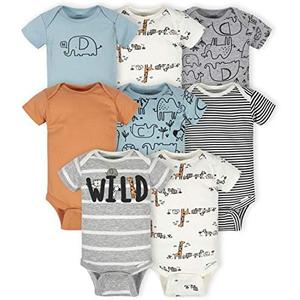 Gerber unisex-baby Pack of 7 Short Sleeve Onesies Bodysuits, 0 m