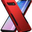 for Samsung Galaxy S10 Case,with HD Screen Protector [Military Grade Drop Tested] Heavy-Duty Tough Rugged Shockproof Protective Case for Samsung S10, Red