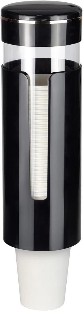 Cup Dispenser, Pull Type Water Cooler Cup Holder Fit 4oz-7oz Disposable Cups, Upgraded Wall Mounted Mouthwash Cup Dispenser for Bathroom Office Gym School -Black