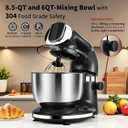 Stand Mixer, 8.5QT+ 6QT Two Stainless Steel Bowls Electric Food Mixer, 7 in 1 Multifunctional Kitchen Mixer with Dough Hook, Whisk, Beater, Meat Grinder,Pasta & Cookie Maker-Black