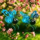 Solar Butterfly Lights Outdoor for Garden Hanging Metal Insect Light with Hook, Waterproof Butterfly Decorations for Yard, Patio & Lawn, Holiday Gifts for Women & Kids (Sky Blue-2PC)