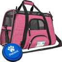 PetAmi Airline Approved Pet Carrier for Cat, Soft Sided Dog Carrier for Small Dog, Cat Travel Supplies Accessories Indoor Cat, Ventilated Pet Carrying Bag Medium Large Kitten Puppy, Small Heather Pink (Small - 17"L x 10.2"W x 11.2"H)