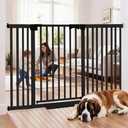 Ixaro 41" Extra Tall Dog Gate Indoor,139-160cm wide" Wide Heavy Duty Pet Gate for Doorways,Baby Gate with Walk Through and Auto Close, Pressure Mounted, Suitable for Stairs,Kitchen,Black