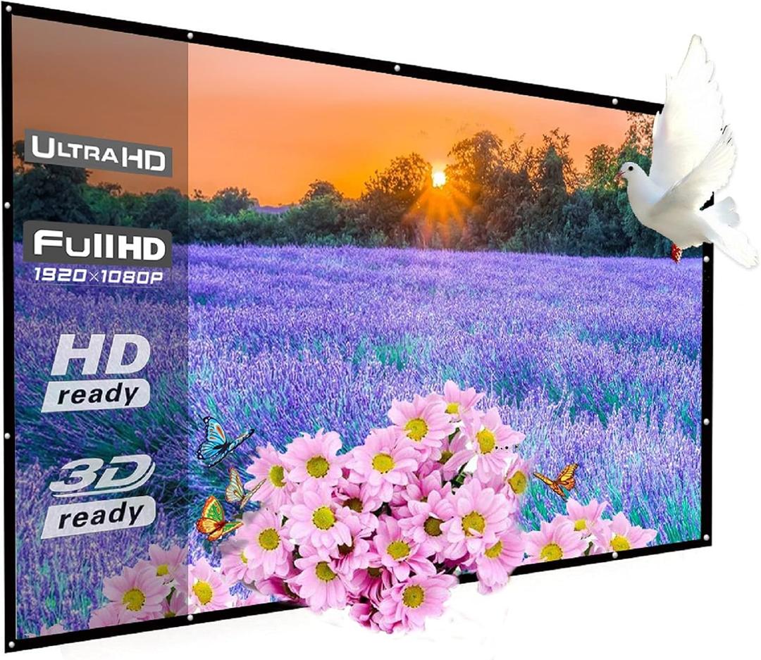 250 Inch Portable Projector Screen Outdoor, WRLSUN 16:9 Folded Large Canvas Movie Projection Screen for Home Theater/School/Office/Party/Sports Events