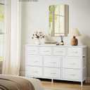 SONGMICS Dresser for Bedroom, Wide Dresser with 10 Fabric Drawers, 11.8"D x 44.8"W x 26.8"H