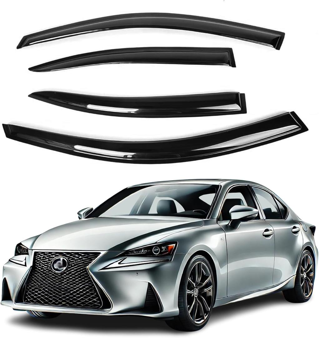 Sunwei Fits for Lexus IS250 2006-2012 Side Window Vent Visor Sun Rain Deflector Guard, Black (05 0612)