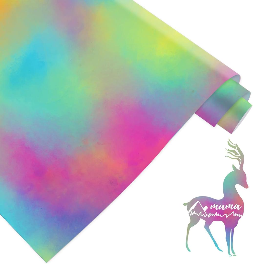 HTVRONT Tie Dye HTV Heat Transfer Vinyl Rolls - 12" x 8ft Watercolor HTV Vinyl for Shirts, Iron on Vinyl for All Cutter Machine - Easy to Cut & Weed for Heat Transfer DesignTie Dye