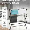 3-Tier Metal Folding Clothes Drying Rack, Laundry Drying Rack Clothing | Collapsible Dryer Racks for Laundry | Indoor & Outdoor,Black