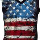 Mens 4th of July Shirt American Flag Sleeveless Beach Tank Top for Men Workout Gym, Size XL