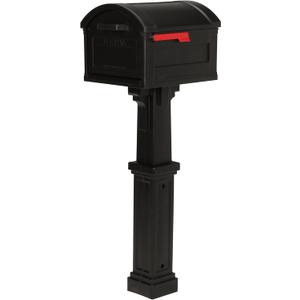ARCHITECTURAL MAILBOXES Grand Haven Plastic, Mailbox and Post Kit, Black Extra Large