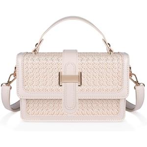 Straw Crossbody Bags for Women, Vegan Leather Summer Handbag Small Trendy Beach Purse