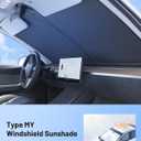 Compatible for Tesla Model Y 3Pcs Sunshade Windshield & Roof [No-Gap/Sag-Free], Portable Foldable Umbrella Heat Insulation for Tesla Model 2024-2025, Car Accessories