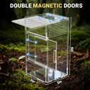 Jumping Spider Enclosure - Acrylic Terrarium Habitat for Spiders, Tarantulas, Snail, Mantis, Lizard, and Small Reptiles, Magnetic Doors (3x3x6 inch)