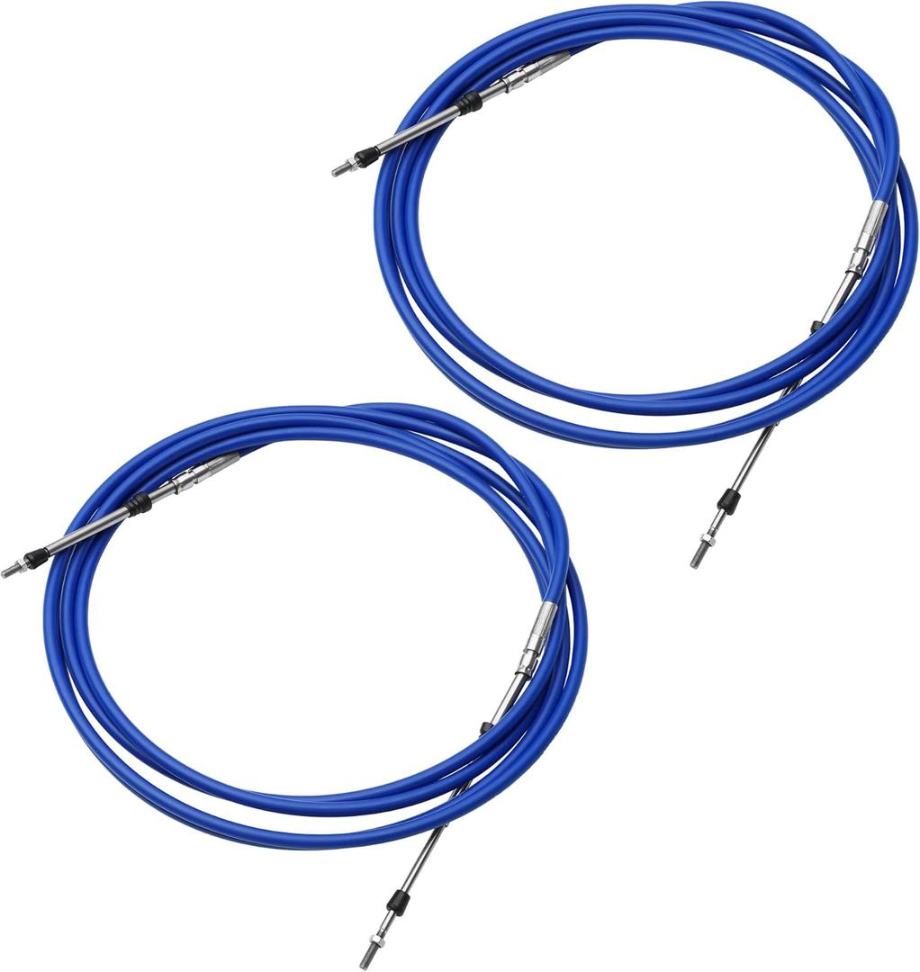 uxcell 2pcs 14ft 4.3 Meter 169inch Marine Throttle Shift Remote Control Box Cable for Outboard Engine Boat Motor Steering System Blue
