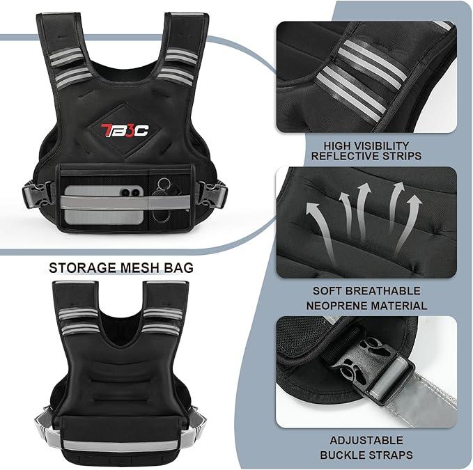 Adjustable Weighted Vest for Men and Women,04-10lb/11-20lb/20-32lb Vest with 6 Ironsand Weights for Strength Training,Body Weight Vest Exercise Set for Running, Walking and Home Workouts ,11-19 LB