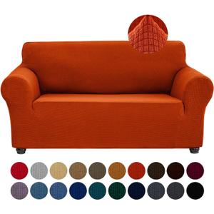 Joccun Stretch Loveseat Couch Cover, 1-Piece Sofa Cover for 2 Cushion Couch Spandex Jacquard Washable Furniture Protector Cover for Living Room,Kids,PetsLoveseat,Pureed Pumpkin