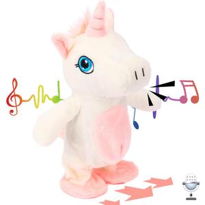Hopearl Talking Unicorn Repeats What You Say Walking Electric Interactive Animated Toy Speaking Plush Buddy Gifts for Toddlers Birthday, 9.5''