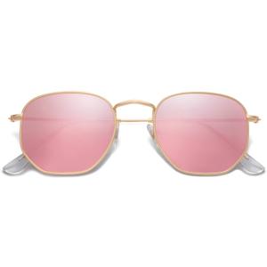 SOJOS Square Polarized Sunglasses for Women Men Small Hexagonal Polygon Shades SJ1072 (Pink)