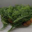 2Pcs Fake Hanging Ferns, Artificial Ferns Hanging Baskets, Fake Hanging Plants UV Resistant Outdoor Faux Plants for Front Porch Patio Garden Décor, No Assembly Required