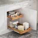 OCG 2 Tier Pull Out Cabinet Organizer (17"W x 21"D), Double Tier Slide out Wood Drawer Shelf, Pull Out Shelves for Base Cabinet Organization in Kitchen, Pantry, Bathroom