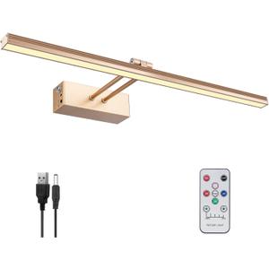 Picture Light,Battery Art Lights for Wall,Wireless Remote Painting Light with Timer and Dimmable,16Metal Display Lighting for Artwork,Portrait,Gallery-Rosegold