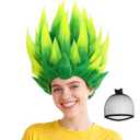 BESTBEL+Hair Cap Lime Yellow Green Wig Funny Wigs for Women Crazy Wigs for Adults Halloween Outfits Spiky Wig Christmas St.Patrick's Day Crazy Hair Day Anime Cosplay Party Costumes Synthetic Hair