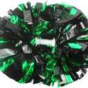 Lovecheer 2PCS/6PCS Metallic Pom Poms Cheerleading with Baton Handle Cheer Pompoms for Kids Adults Team Sports Spirit Party Cheering (Green and Black)