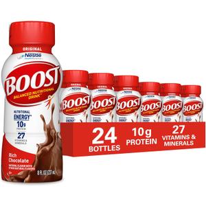 BOOST Original Ready to Drink Nutritional Drinks, Rich Chocolate, 8 Fl Oz Bottles (Pack of 24)