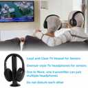 Wireless TV Headphones, Wireless Headphones for TV Watching with Transmitter Base, Wireless TV Headset with FM Radio Monitor Function for Seniors, Support RCA, AUX, Optic and Coaxial Audio Out Port