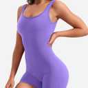 YEOREO One Piece Workout Jumpsuits for Women Backless Tummy Control Sleeveless Jumpsuits Lizvette V Back Scrunch Yoga Romper (Purple, L)