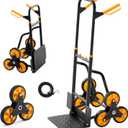 VEVOR Stair Climbing Cart, 770 lbs Stair-Climbing Capacity, Heavy-Duty Folding Trolley Cart with Telescoping Handle, 6 Wheels and 2 Bungee Cords, Stair Climber Dolly for Home, Groceries, Warehouse