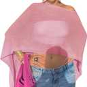 Fisoew Women Sheer Poncho Top Lightweight Knit Crochet Summer Shrug Bolero Off Shoulder Going Out Beach Cover up