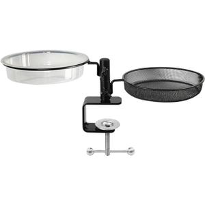 Deck Bird Feeder and Bath Platform Birdseed Tray Railing Handrail Mount Metal Feeder and Water Bowl for Wildbird Feeding