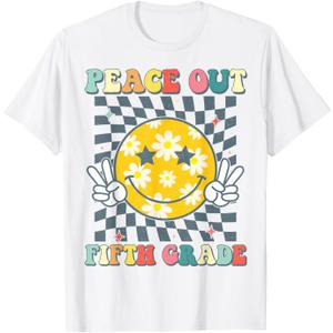 Peace Out Fifth Grade Last Day Of 5th Grade Graduation T-Shirt, S