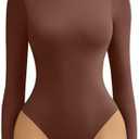 Avidlove Bodysuits for Women High Neck Long Sleeve Body Suits Snap Closure Double Lined Mock Neck Bodysuit Soft, Size Medium