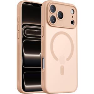 Designed for iPhone 17 Pro Case, Compatible with MagSafe, [Camera Protection] [15FT Military Drop Protection] Shockproof Translucent Matte Anti-Slip Phone Case, 6.3", Light Brown