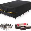 Patio Furniture Covers, Gorpche Outdoor Furniture Covers Waterproof, Tear-Resistant Patio Table and Chair Set Cover with Upgraded Fastener Windproof Buckle Straps, Heavy Duty, 108"L× 82"W× 28"H, Black