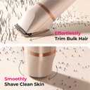 Bikini Trimmer for Women with Dual Head - IPX7 Waterproof & Painless Eletctric Razors for Public Hair - Eletric Shaver for Underarm Leg Body (Gold)