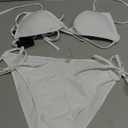 Zuvebamyo Women's Triangle Bikini Sets Two Piece Double Straps Halter Swimsuit Tie Side String Cheeky Bathing Suits (Medium, White)