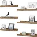DOLLFIO Floating Shelves Set of 6, Farmhouse Wall Shelves with Lip, Display Shelves for Wall Decor, Rustic Picture Ledge for Living Room, Bedroom, Nursery, Bathroom, Pictures, Books, Plants- Brown