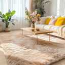 OLANLY Area Rugs for Living Room Bedroom, Machine Washable 4x5.9 ft Soft Fluffy Shaggy Bedside Rug, Indoor Floor Carpet for Kids Girls and Boys, Dorms, Nursery Rooms, Home Decor Aesthetic, Beige