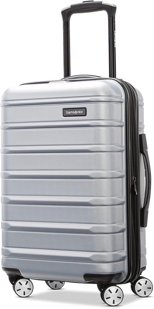 Samsonite Omni 2 International Carry-On Luggage with 360 Spinner Wheels - Scratch Resistant Hardshell - TSA, Airline-Approved - Expandable Polycarbonate Shell for Lightweight Travel - Artic Silver